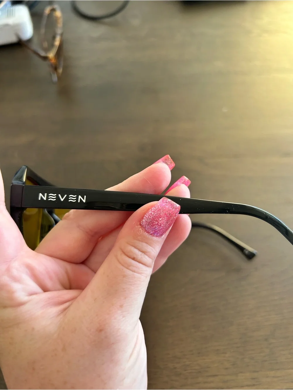 Neven Helios sunglasses yellow lens black frame polarized